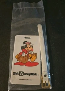 Vintage NEW Walt Disney World 1984 LUGGAGE TAG Mickey Carrying Luggage Rare  - Picture 1 of 5