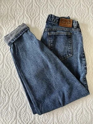 Jeans azul vintage anos 80 Zena feminino cintura alta lavagem ácida leve mãe 28x 28 pequeno - Imagem 1 de 4