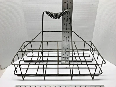 PORTADOR DE BOTELLAS DE ACEITE DE VIDRIO DE 8 RANURAS DE COLECCIÓN/CARRITO DE GASOLINERA/MANGO DE ALAMBRE Foto 1 de 4