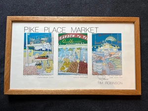 Vintage Tim Robinson signierter gerahmter Seattle Pikes Place Marktdruck - Manzo Bros - Bild 1 von 4