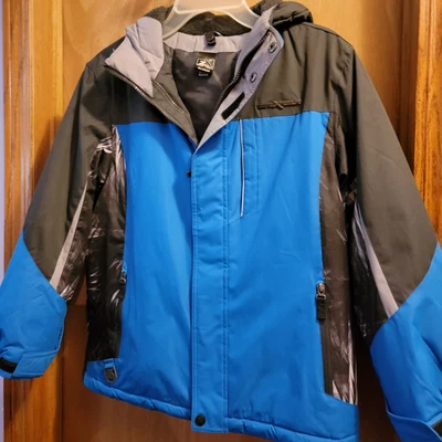 Boys, ZX ZeroXPosur, Weather Resistant, Blue & Black Hooded Winter Coat Sz 10/12 - Image 1 of 4