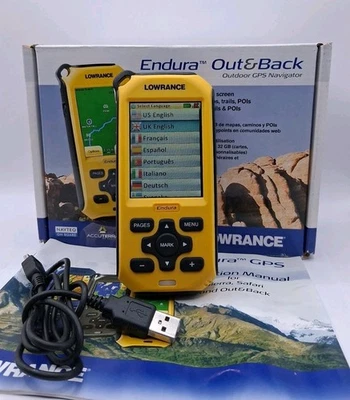 Lowrance Endura Out & Back Handheld Outdoor GPS Navigator Tested W/ Cable - Image 1 of 4