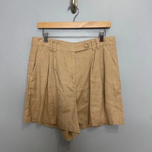 & OTHER STORIES relaxed pleated linen shorts in beige size US10 Womens Classic - Picture 1 of 7