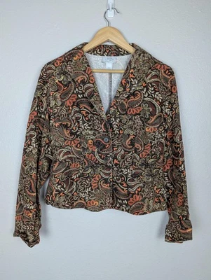 Blazer Ann Taylor LOFT Mujer 8 Marrón Cachemira Algodón Botón Frontal Recortado Otoño Foto 1 de 4