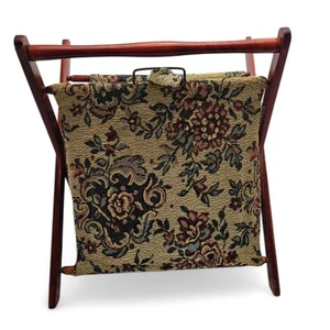 Bolsa de almacenamiento artesanal de costura de madera plegable para tapices retro vintage franqueo gratuito - Imagen 1 de 6