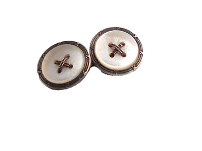 Manschettenknopf 2 Knöpf  Sterling Silber. á Ø. 14 mm. 2,40 g. Kreuzband Dekor. - Bild 1 von 2