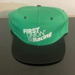 Vtg First Union Racing Snapback Hat Two-Tone Deadstock Wall Street Finance Bro - Picture 1 of 5