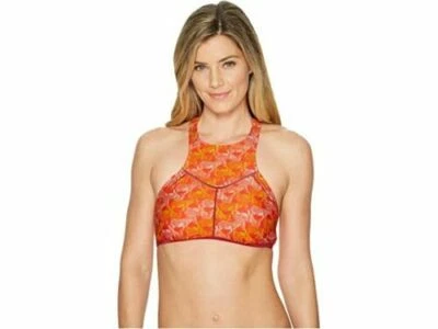 Top de bikini prAna Azra cuello alto talla M rosa carmín safari 16924 Foto 1 de 4