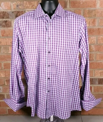 Camisa Paul Smith London Puño Francés L/S Abotonada Púrpura Cuadros Para Hombres 16/41 Foto 1 de 4