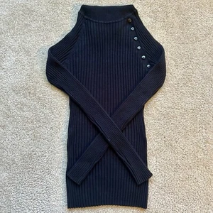 It's Our Time Women's Ribbed Knit Sweater Cowl Neck M Black Stretch Medium - Picture 1 of 2