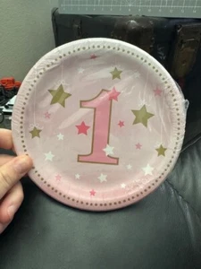 Twinkle One Little Star 8ct. Girls 1st. Birthday 6-7/8" Paper Dessert Plates New - Picture 1 of 2