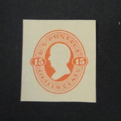 US Stamped Envelope U98 15c 1870-71 Cut Square Red Orange on Cream - Image 1 of 2