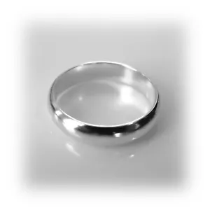 4mm Solid Sterling Silver D Shaped Wedding Ring Band - Picture 1 of 1