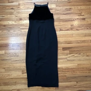 Jones New York Black Velvet Top long evening Gown sleeveless dress SZ 14 90’s - Picture 1 of 10