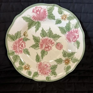 Home Trends EUC Cream Rose Pattern Pink & Yellow Stoneware Dinnerware Dishe - Picture 1 of 5