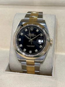 Rolex 126303 Datejust 41mm, Smooth Bezel, Black Diamond Dial - Gold & Steel - Picture 1 of 3