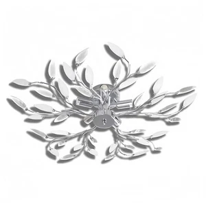 Ceiling Lamp White & Transparent Acrylic Crystal Leaf E14 Bulb Indoor Lighting - Picture 1 of 26