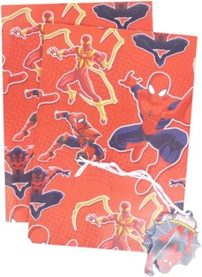 Ultimate Spiderman Web Warriors 2 Sheets of Gift wrap Wrapping Paper 2 Gift Tags - Image 1 of 3