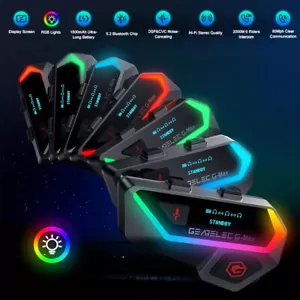 6 Riders Motorcycle Intercom 2000m Bluetooth5.2 Helmet Headset HiFi Music FM LED - Picture 1 of 16