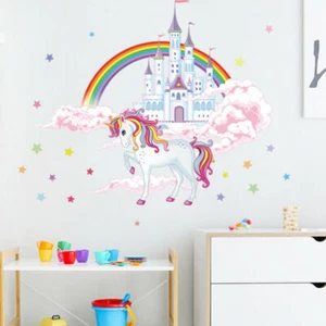 Regenbogen Einhorn Wandaufkleber Wandsticker Wandtattoo Kinderzimmer Dekorations - Bild 1 von 8