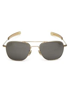 Vintage Randolph Engineering 5 1/2 USA Pilot Sunglasses Gold Aviator with Case - Picture 1 of 8