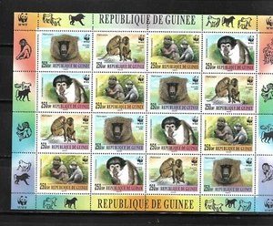 REPÚBLICA DE GUINEÉ 2000, HOJA BLOQUE WWF 16 VALORES ” MONOS ” MNH. - Imagen 1 de 1