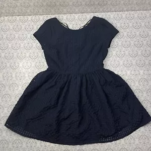 Vestido Forever 21 Azul Marino Manga Gorra Doble Capa Línea A Hasta la Rodilla Para Mujer’s M - Imagen 1 de 12