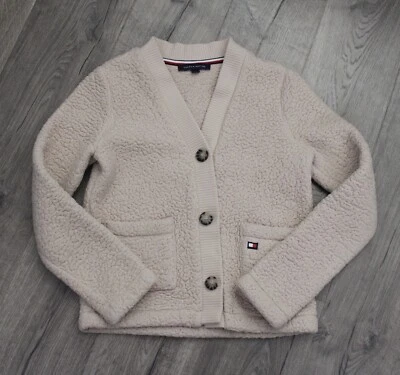 TOMMY HILFIGER Faux Fur Button Three Button Cardigan Size Xsmall - Image 1 of 4