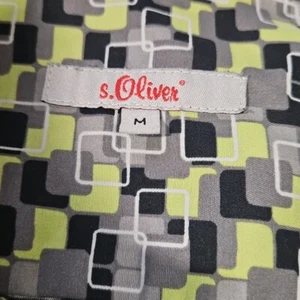 S. Oliver, Men's M, Short Sleeve, Geometrical, Squares, Green, Gray, Colorful - Picture 1 of 8