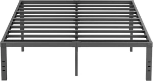 King Size Bed Frame, 18 Inches Platform Bed Frame, 3500Lbs Heavy Duty Steel Slat - Picture 1 of 8