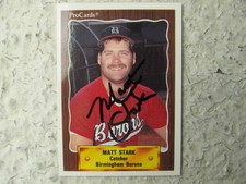 White Sox Matt Stark Signed Autographed 1990 Minor League Birmingham Barons Mint