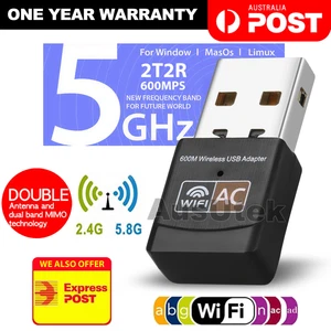 Dual Band 600Mbps USB WiFi Wireless Dongle AC600 Lan Network Adapter 2.4GHz 5GHz - Picture 1 of 6