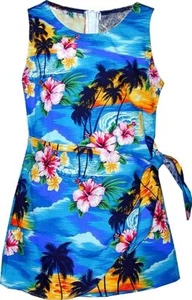 Girls Brilliant Hawaiian Island Sunset Sarong Dress By Pacific Legend - Picture 1 of 5