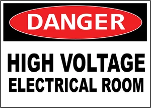 HABITACIÓN ELÉCTRICA PELIGROSA DE ALTO VOLTAJE | Calcomanía de letrero de vinilo adhesivo - Imagen 1 de 4
