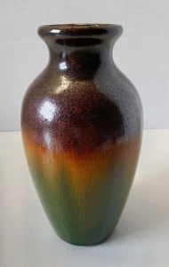 Elegante grüne glitzernde Kupfer Ton tropfenglasierte Vase 6 cm hoch - Bild 1 von 9