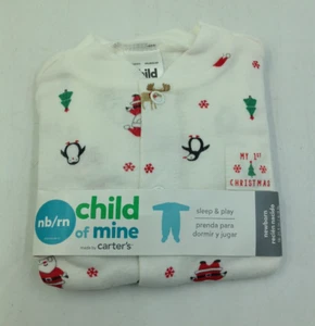 Child of Mine Carter's Unisex Infant Christmas Pajamas Sleep N Play Newborn NEW - Picture 1 of 3