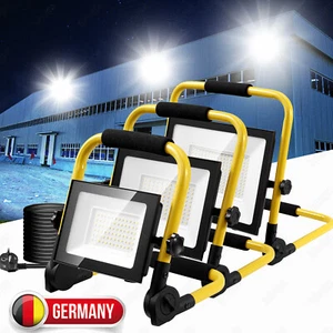 50-200W LED Fluter Baustrahler mit Stativ Strahler Flutlicht Scheinwerfer Garten - Bild 1 von 49