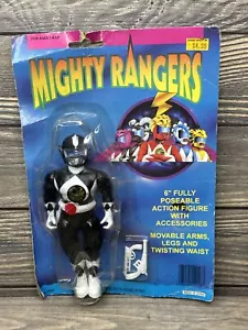 Vtg Hong Kong RS Toys Mighty Rangers Poseable Figure Black White Suit 6” - Picture 1 of 4