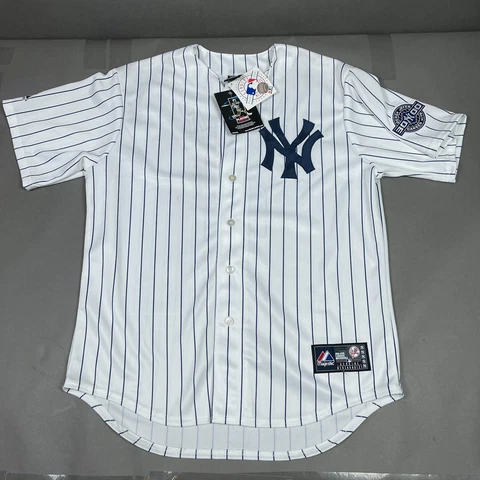 Derek Jeter Jersey Mens Large White New York Yankees 3000 Hit Patch Majestic MLB Cover