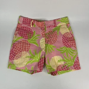 Lilly Pulitzer Pink Green Pout Flamenco Pineapple Callahan Shorts Womens Sz 2 - Picture 1 of 6