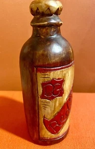 Handcarved RED STRIPE Jamaican Beer WOODEN BOTTLE Folk Art Bar Display 7" EUC - Picture 1 of 10