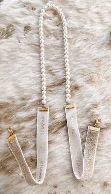 Nuevo Vidrio Perlas Crema Cinta Máscara/Gafas de Sol Cordón Cadena Foto 1 de 3