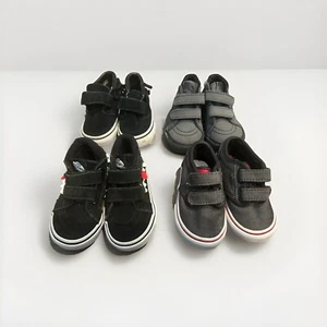 Vans Lot of 4 Infant Skate Shoes Sizes 4-4.5 Black Gray Hook and Loop - Picture 1 of 3