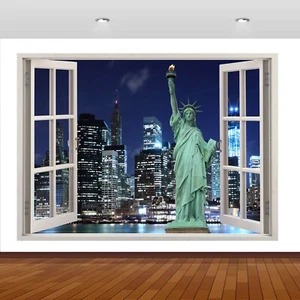Statue Liberty Manhattan York US 3D Smashed Wall Sticker Poster Vinyl Mural S541 - Picture 1 of 1
