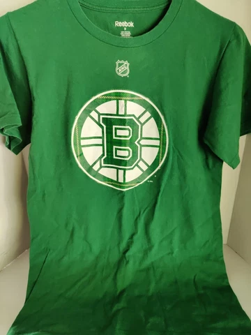 Green Boston Bruins NHL Reebok Bergeron Jersey T-Shirt Men's Small St Patrick's Cover