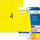 HERMA 4561 Farbige Etiketten DIN A4 ablsbar 105 x 148 mm, 20 Blatt, Papier gelb