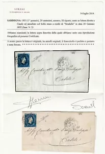 1851 Antichi Stati Sardegna - 20 c. azzurro I emissione con annullo Stradella - Bild 1 von 3