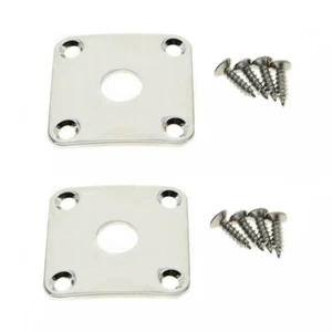 2Pcs Metal Curved Bottom Jack Plate Square Jackplate Plating for Gibson Les Paul - Picture 1 of 10
