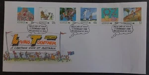1988 Australia Living Together FDC ties 5 stamps cancelled Melbourne - Picture 1 of 2