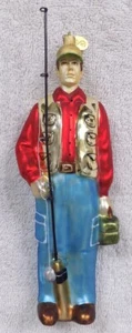 Vintage SCF Fischer mit Stange + Tackle Box * 8" Glas Christbaumschmuck - Bild 1 von 5
